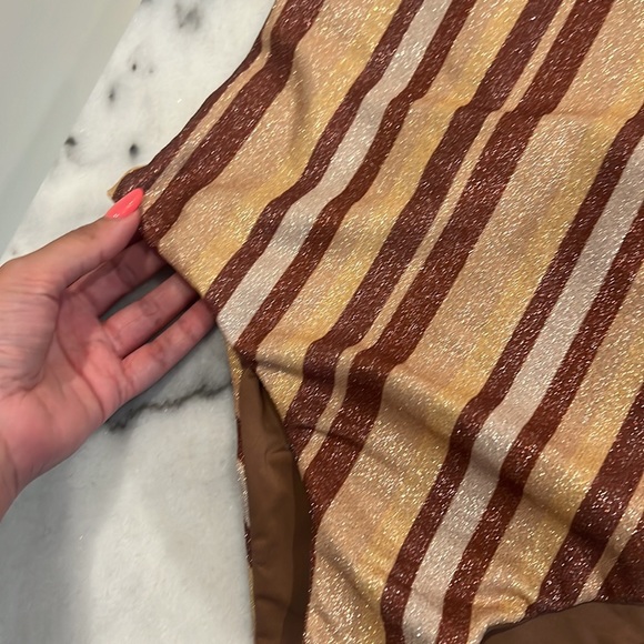 NEW Calzedonia Bikini Set Brown Sheer Striped - Picture 6 of 7